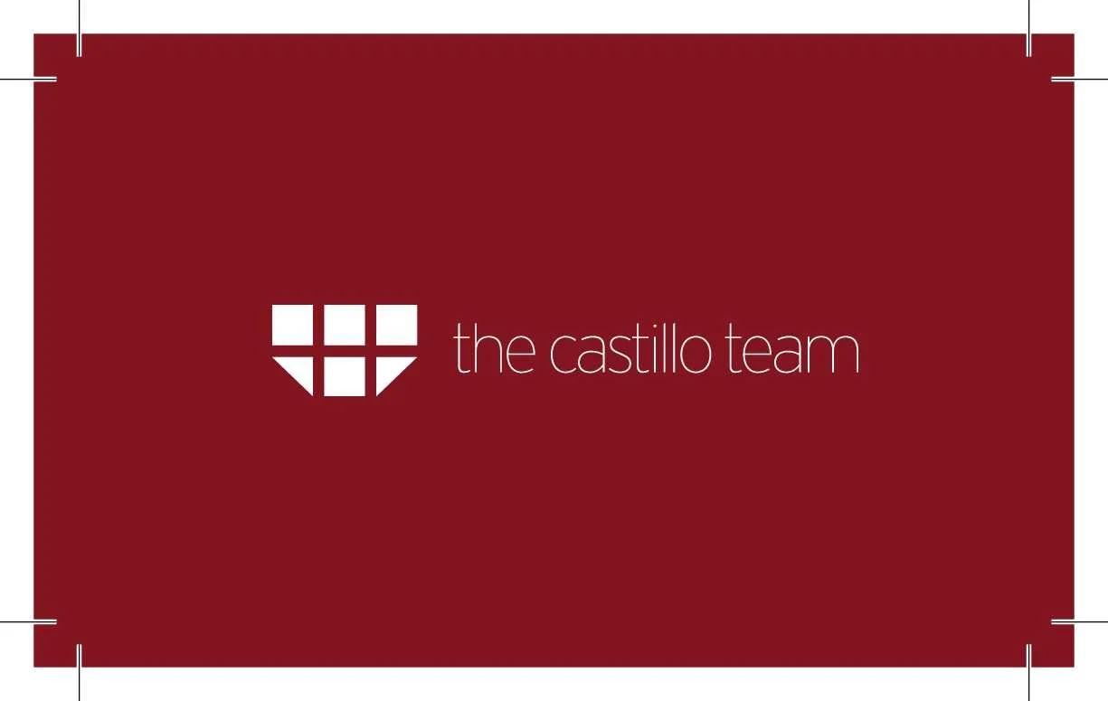 The Castillo Team business card: white geometric heart mark and wordmark on deep red