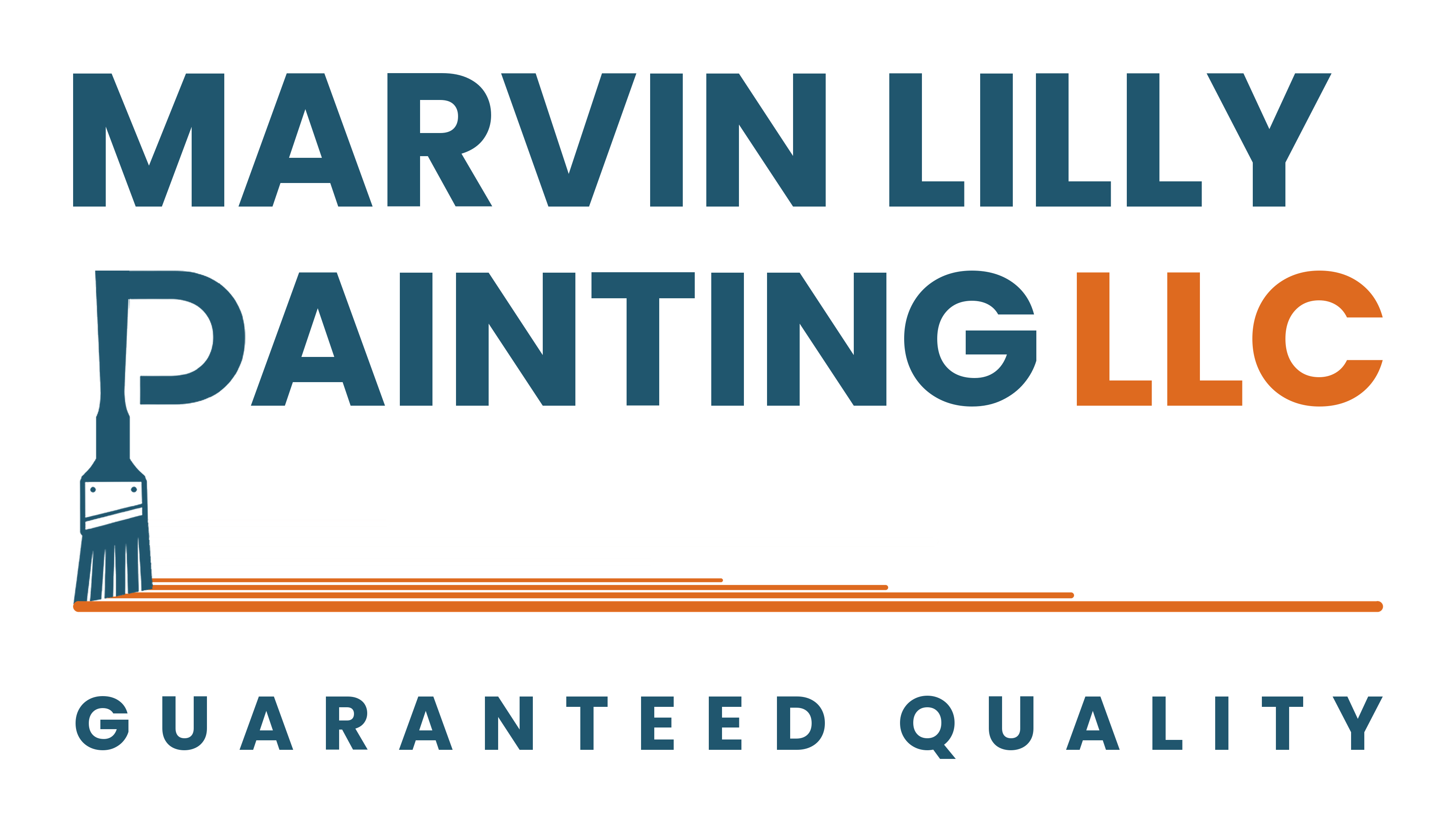 Business card front: the Marvin Lilly Painting wordmark in Harbor Navy on cream