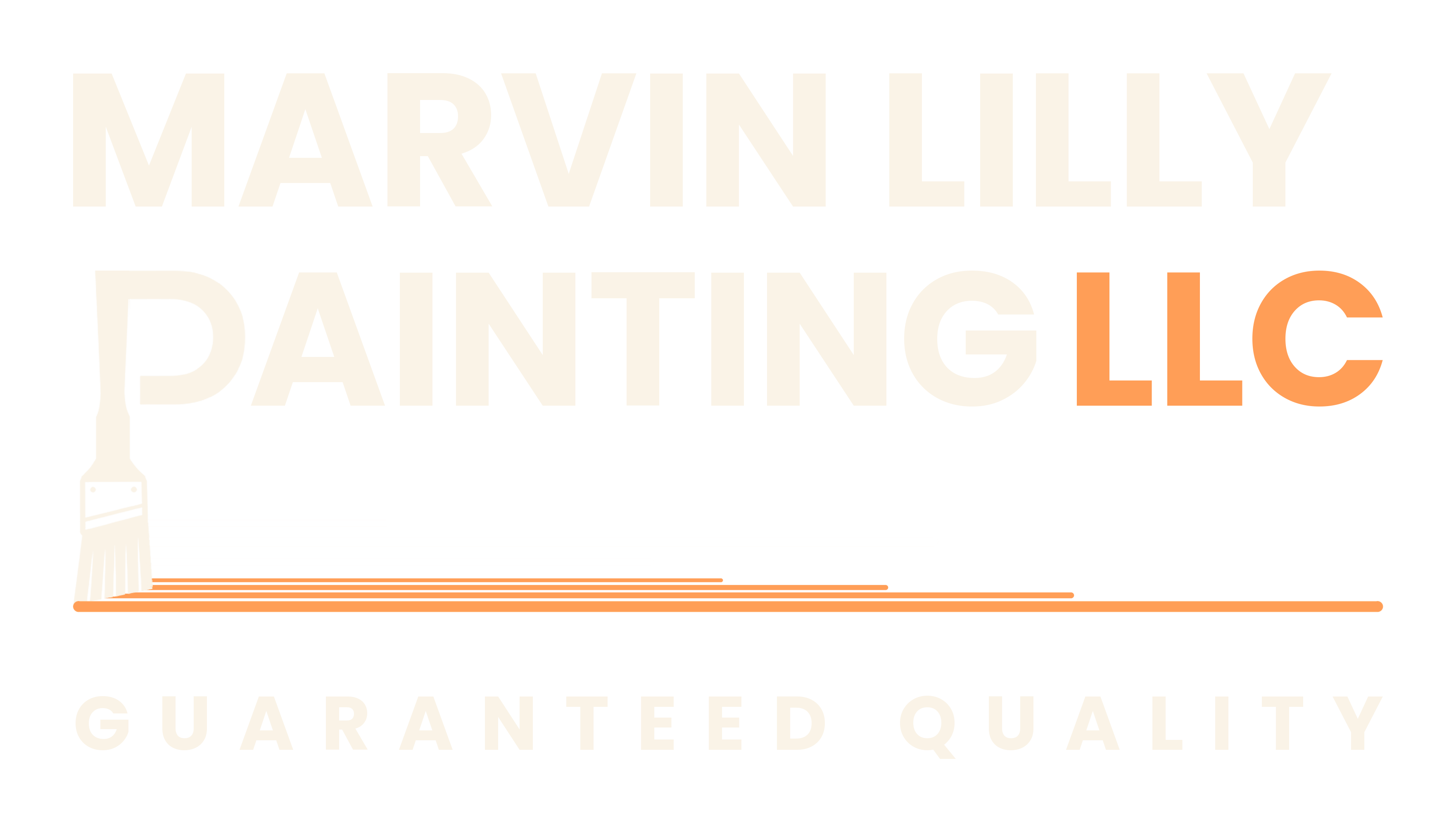 Marvin Lilly Painting: the wordmark in cream on Harbor Navy, the paintbrush mark as the P in Painting